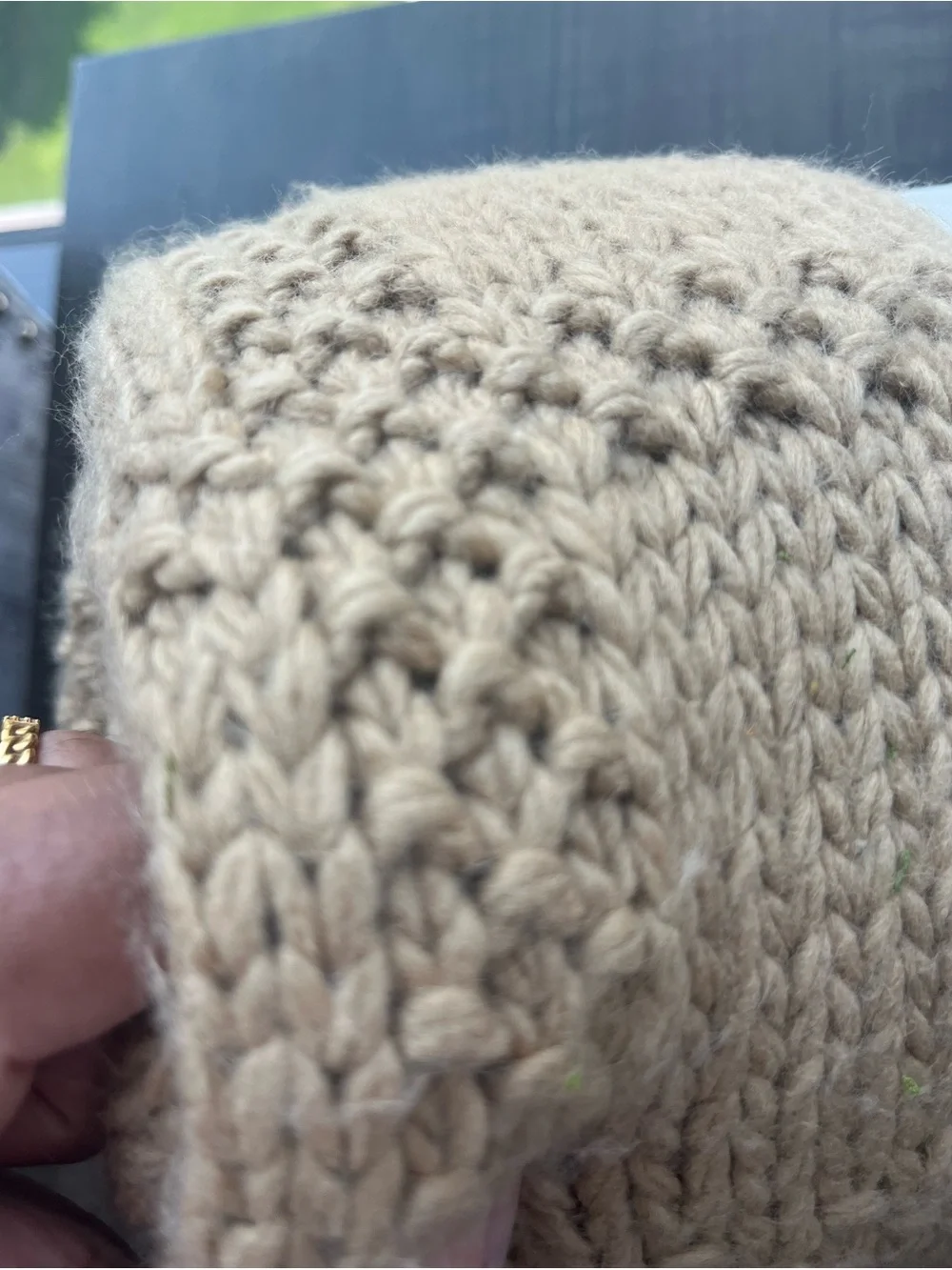 Threshold Grid Knit Throw Blanket in Camel Tan